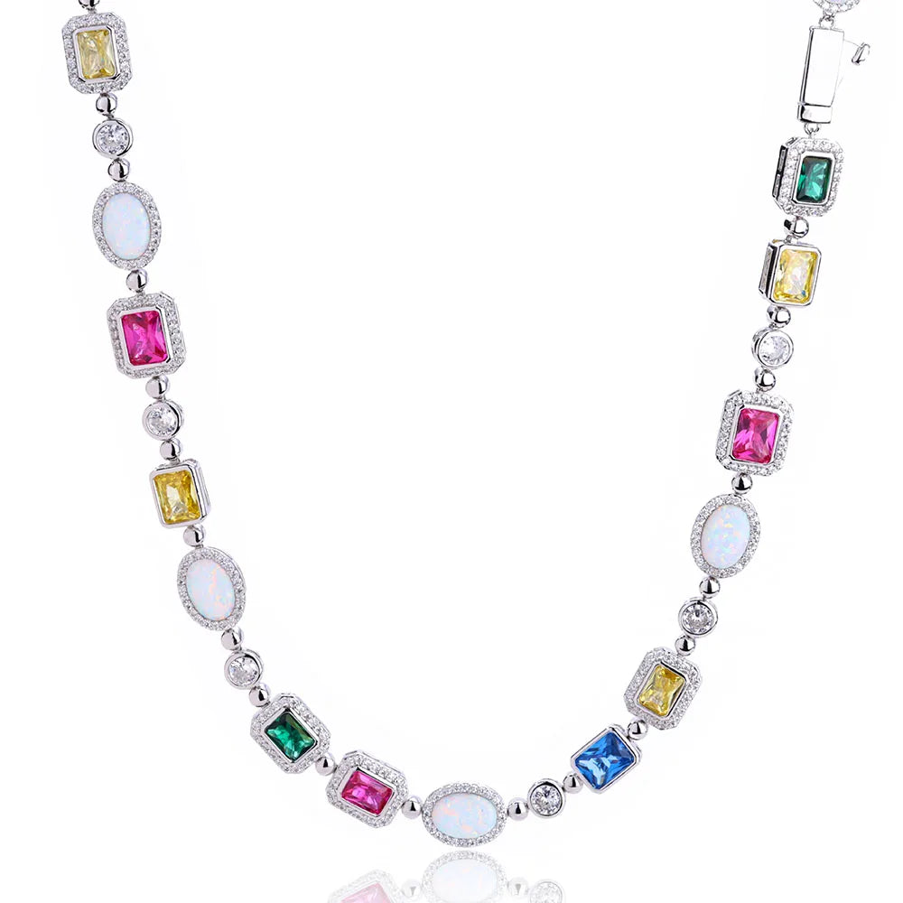 18k gold-plated colored diamond necklace