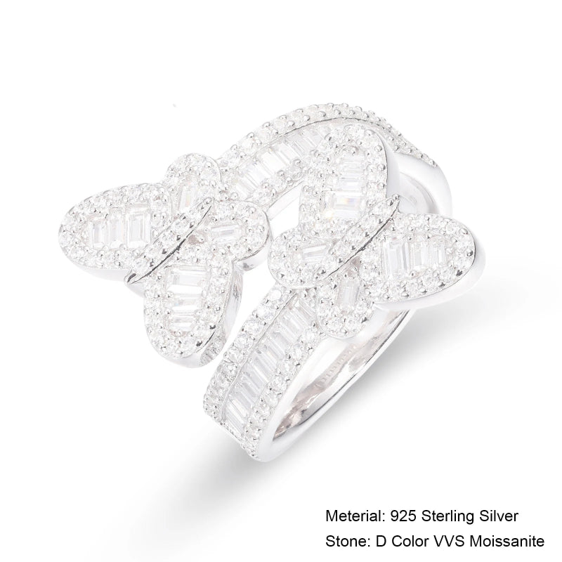 VVS Rectangular Moissanite Butterfly Ring