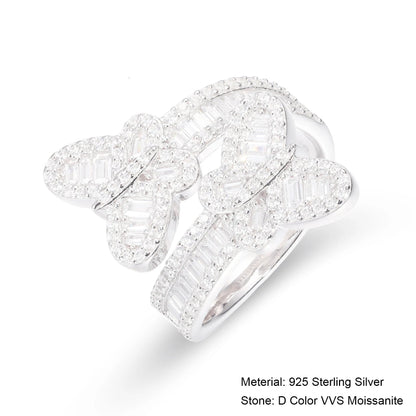 VVS Rectangular Moissanite Butterfly Ring