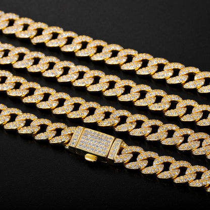 6mm gold-plated moissanite and diamond Cuban chain necklace