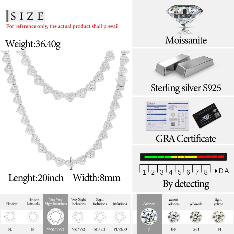 8mm 925 sterling silver tennis chain