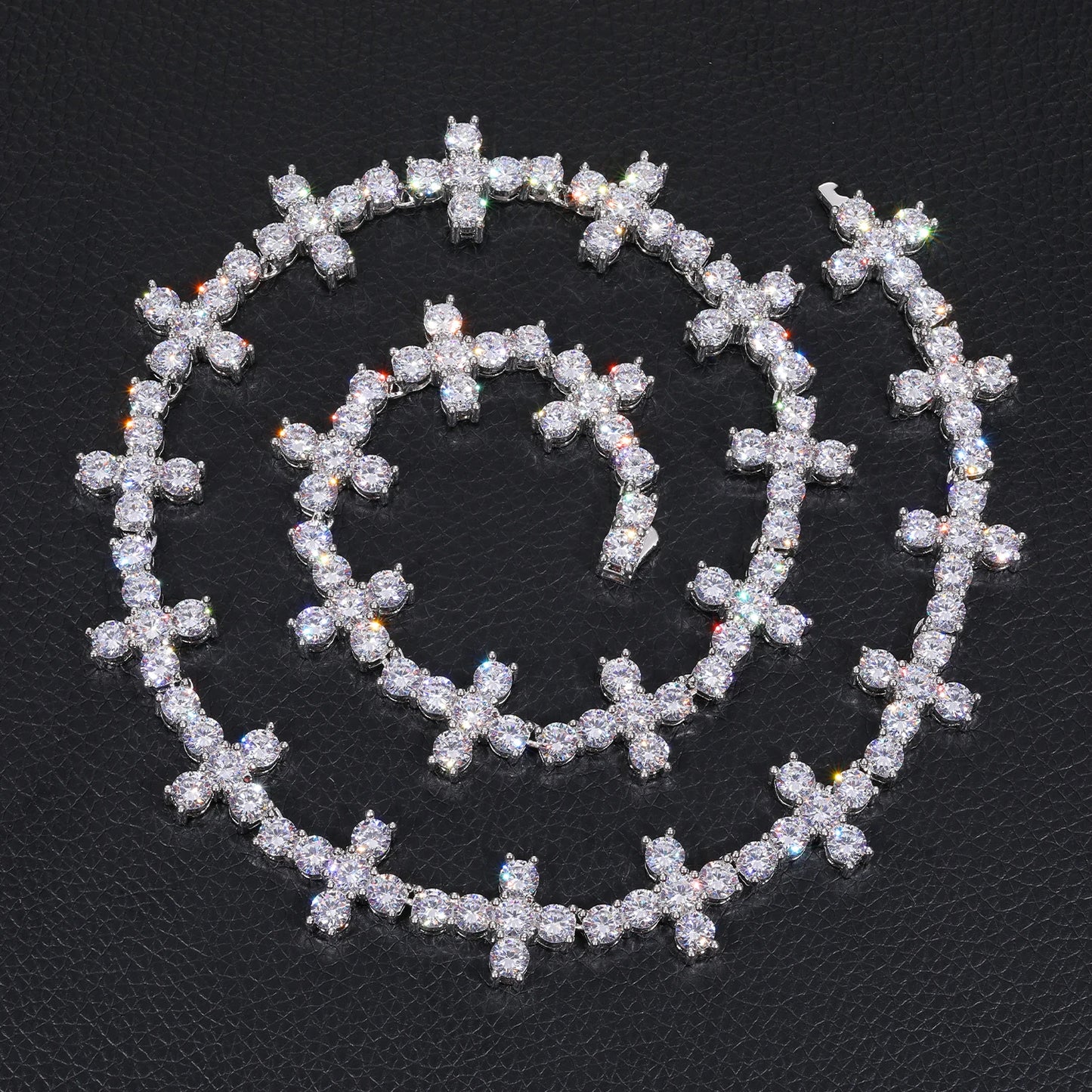 6mm Diamond Cross Tennis Necklace