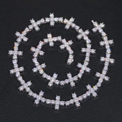 6mm Diamond Cross Tennis Necklace
