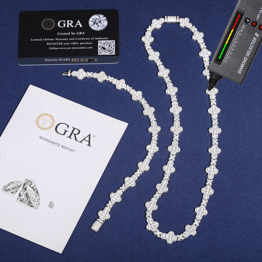 10mm 925 sterling silver ice crystal cross chain