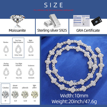 10mm 925 sterling silver ice crystal cross chain