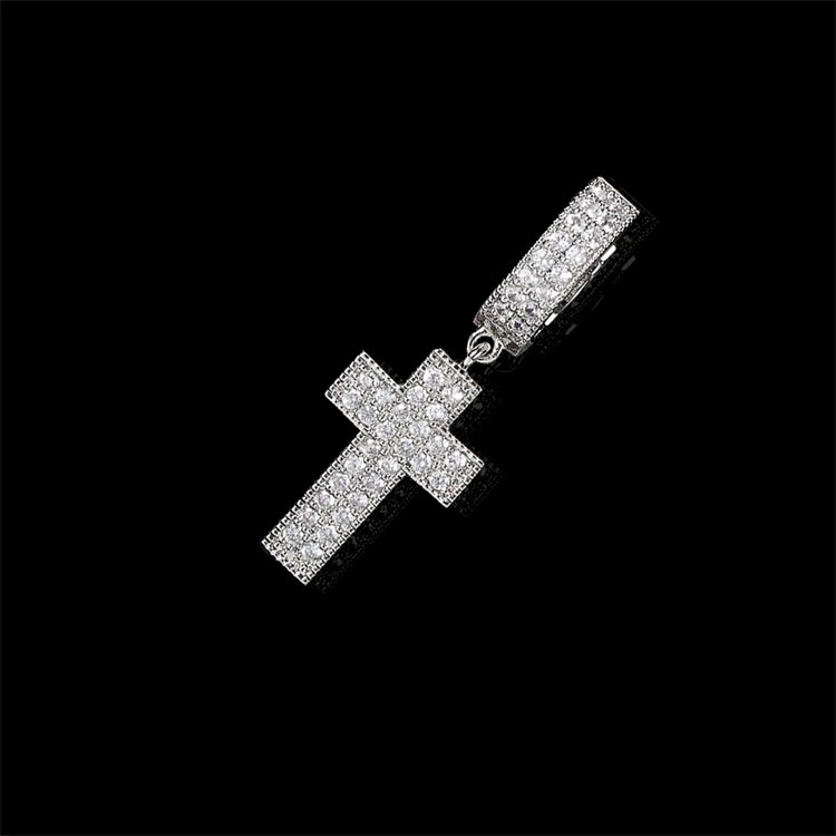 Drip Faith Earrings丨Iced Out Cross Hoops