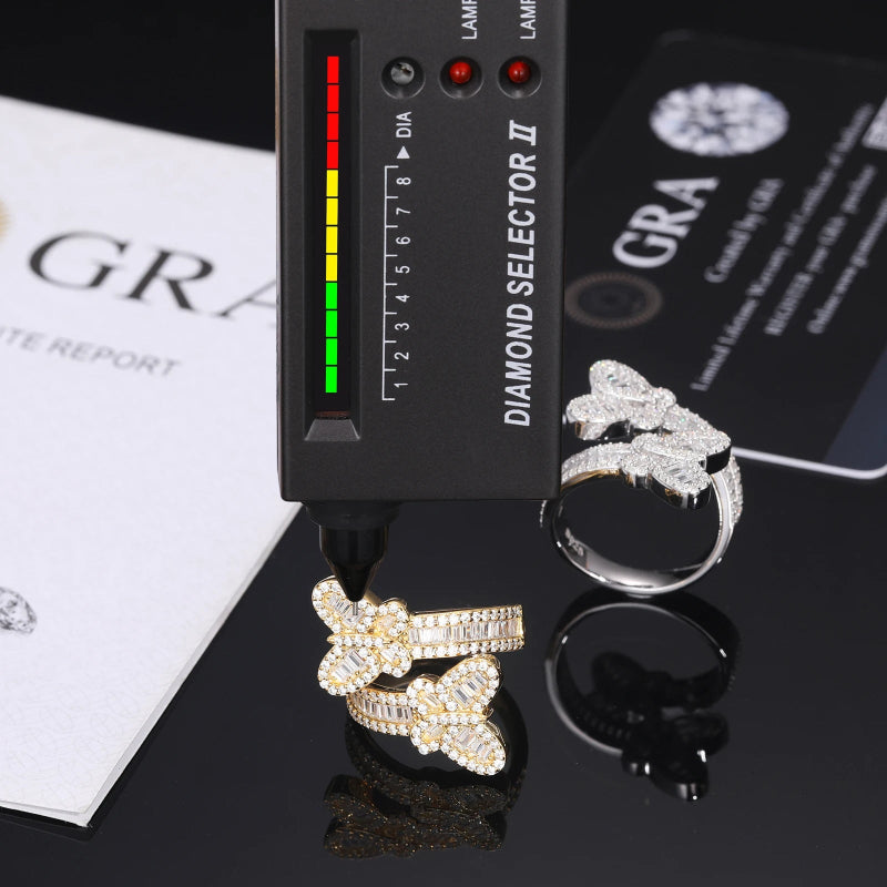 VVS Rectangular Moissanite Butterfly Ring