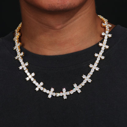 6mm Diamond Cross Tennis Necklace