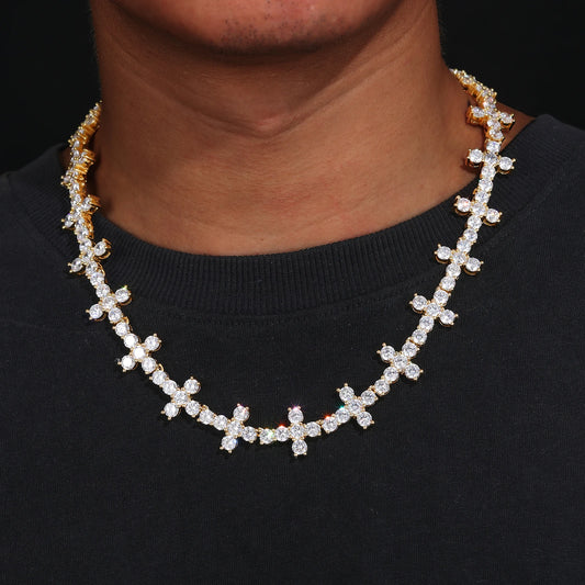 6mm Diamond Cross Tennis Necklace
