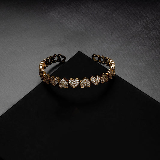 ICERIME 8mm Heart Bangle Bracelet