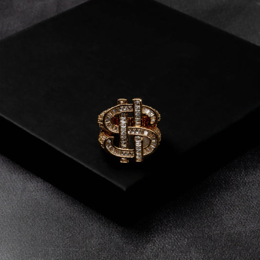 Iced Dollar Sign Ring