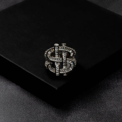 Iced Dollar Sign Ring