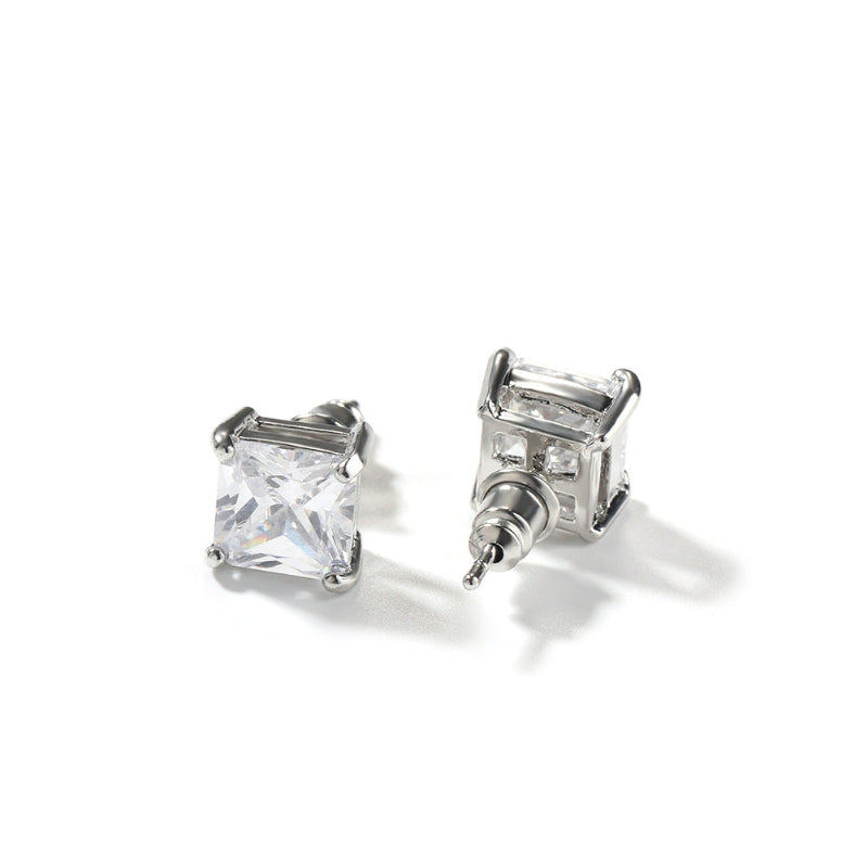 Classic copper zircon stud earrings