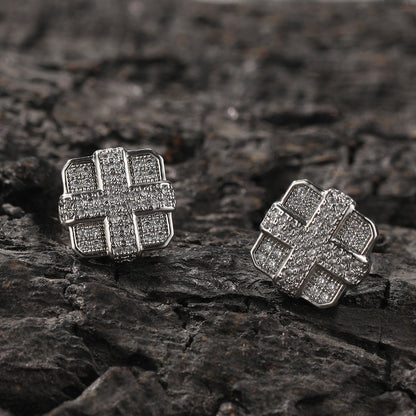Square cross stud earrings