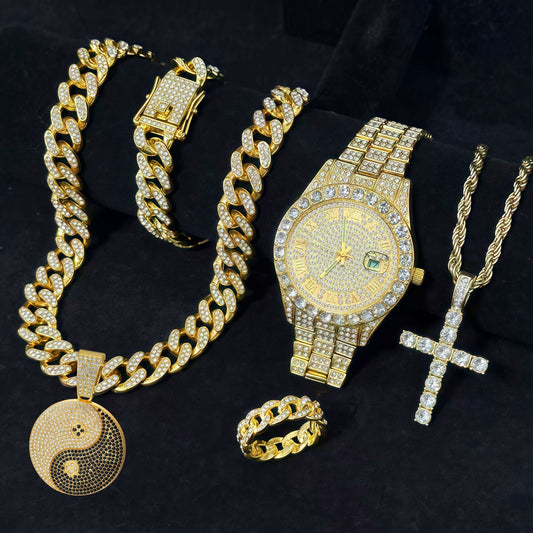 ICERIME Cuban Necklace Diamond Set