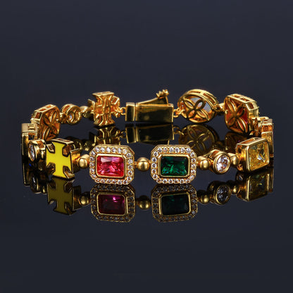 Hip Hop Colored Gem Bracelet