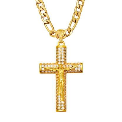 Gold-plated diamond cross pendant