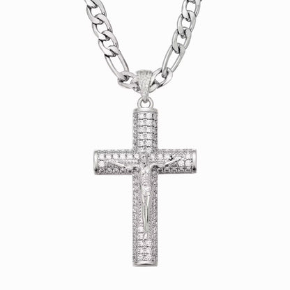 Gold-plated diamond cross pendant