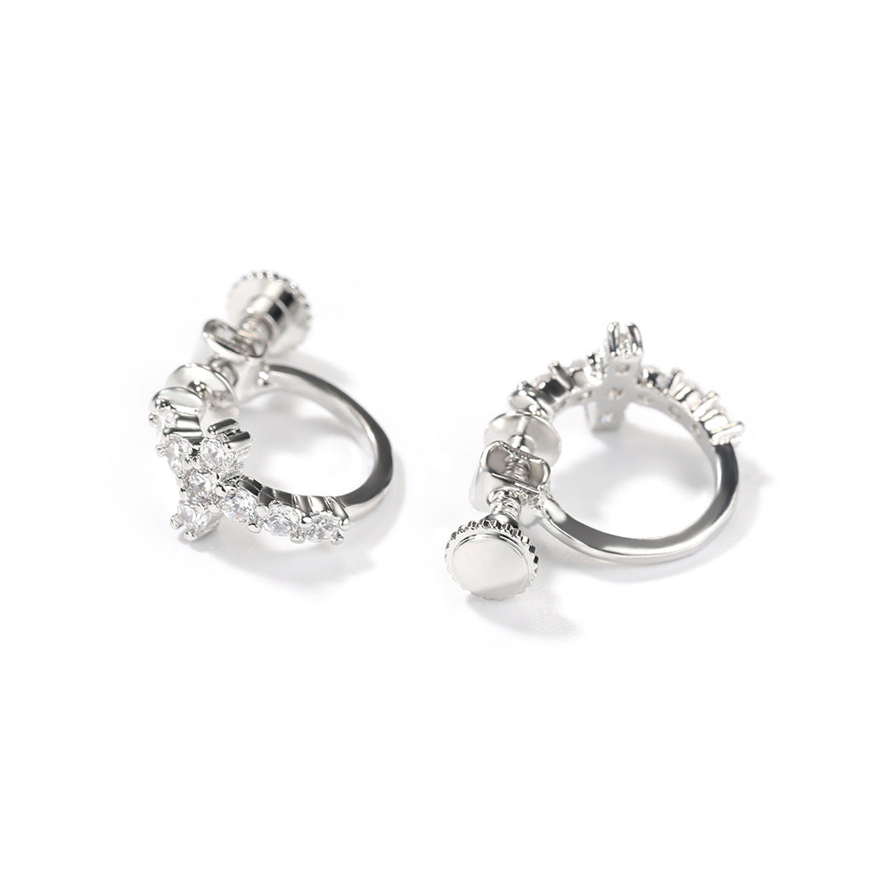 Black Spiral Buckle Cross Earrings
