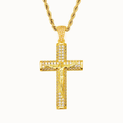 Gold-plated diamond cross pendant