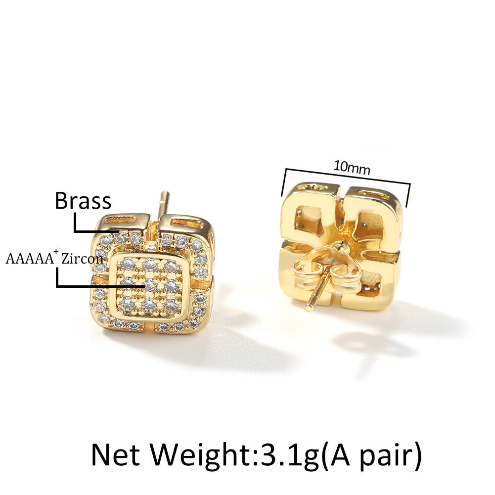 Square cross stud earrings