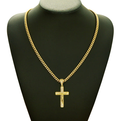 Gold-plated diamond cross pendant