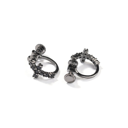Black Spiral Buckle Cross Earrings
