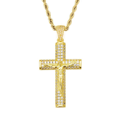 Gold-plated diamond cross pendant