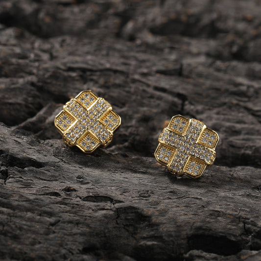 Square cross stud earrings