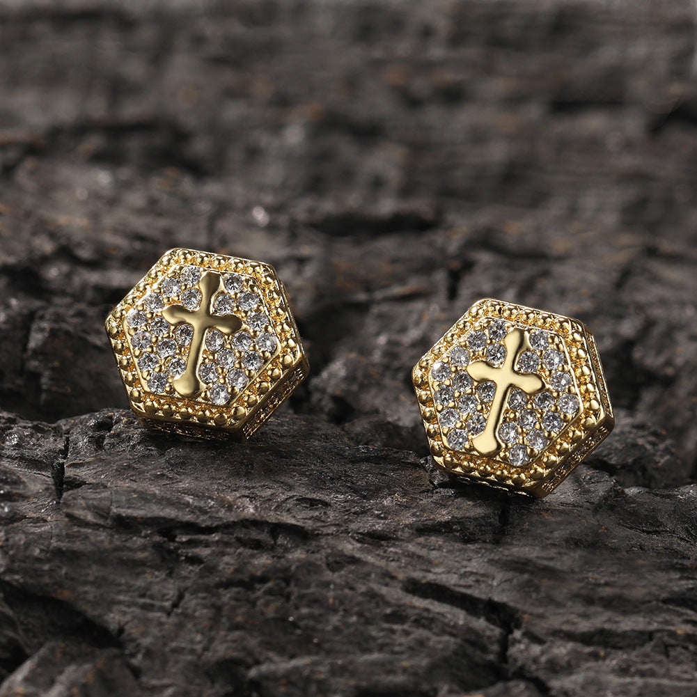 Square cross stud earrings