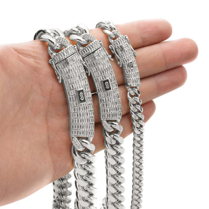 Cuban Encrypted Chain Micro-Inlaid Zirconia Buckle Necklace