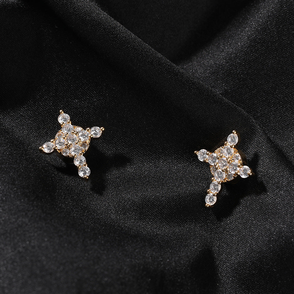 Zircon Snowflake Cross Strong Magnetic Earrings