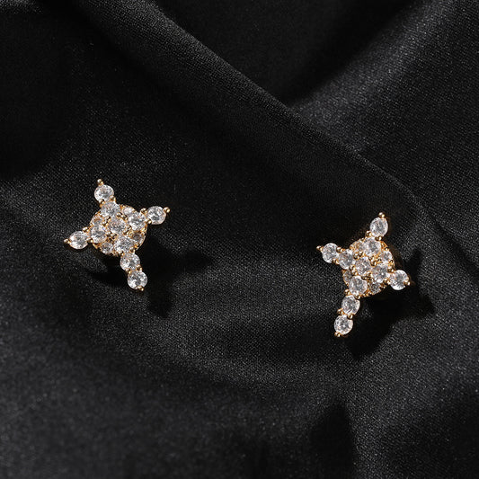 Zircon Snowflake Cross Strong Magnetic Earrings