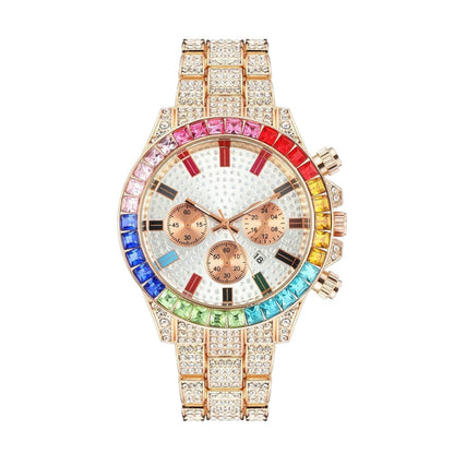 Diamond Cuban Bracelet Watch Set