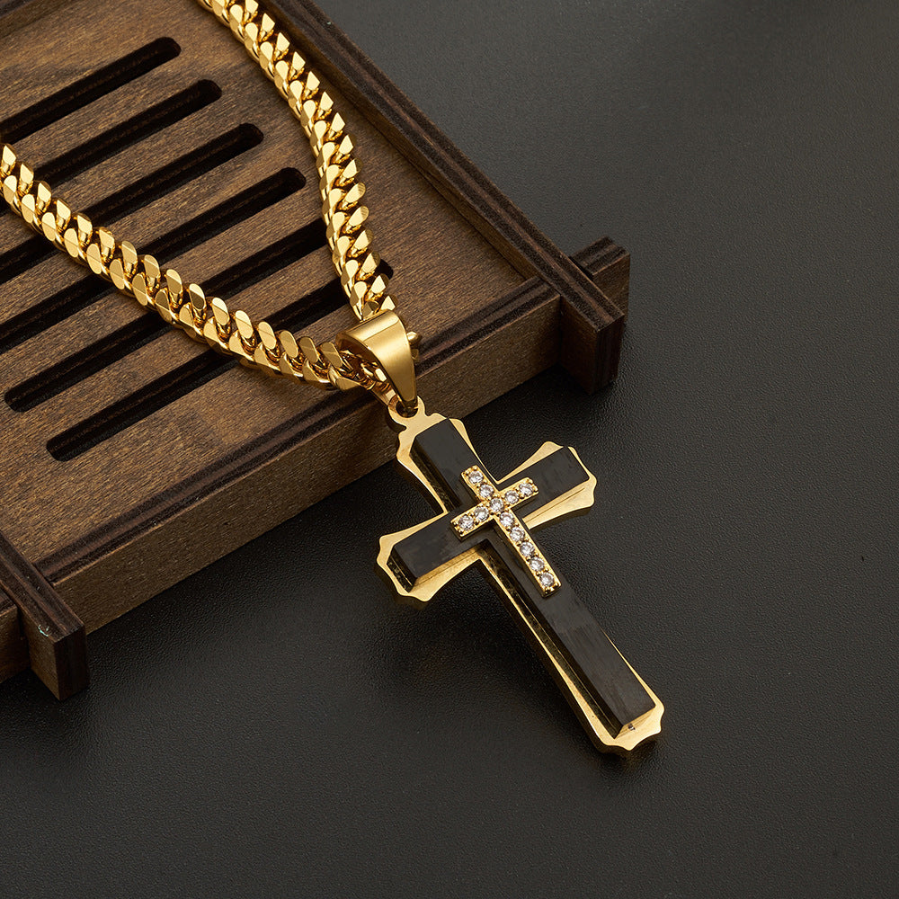 Layered Diamond Cross Pendant