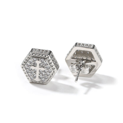 Square cross stud earrings
