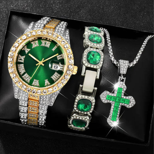 Cuban Cross Bracelet Diamond Set