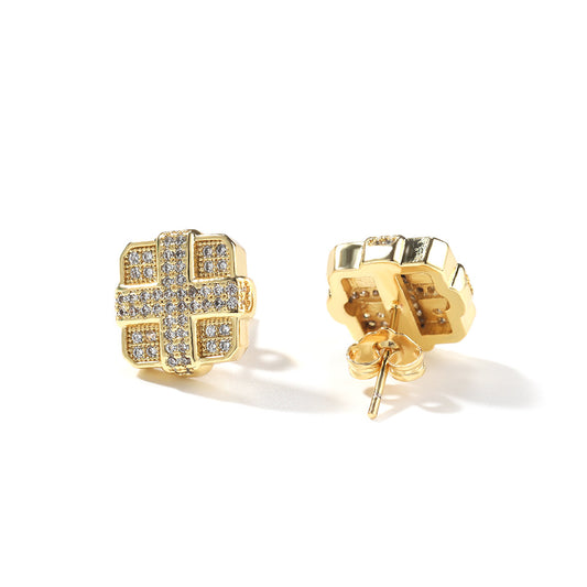 Square cross stud earrings