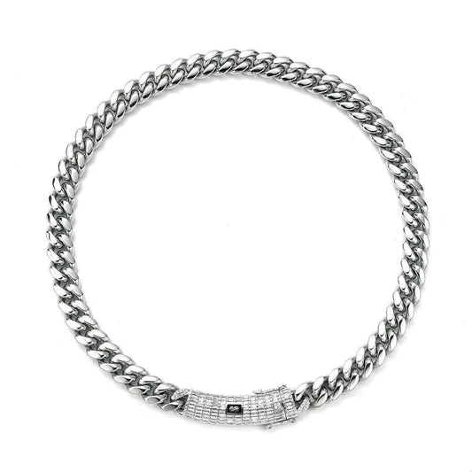 8-12mm Stainless Steel Miami Cuban Link Chain Silver Color