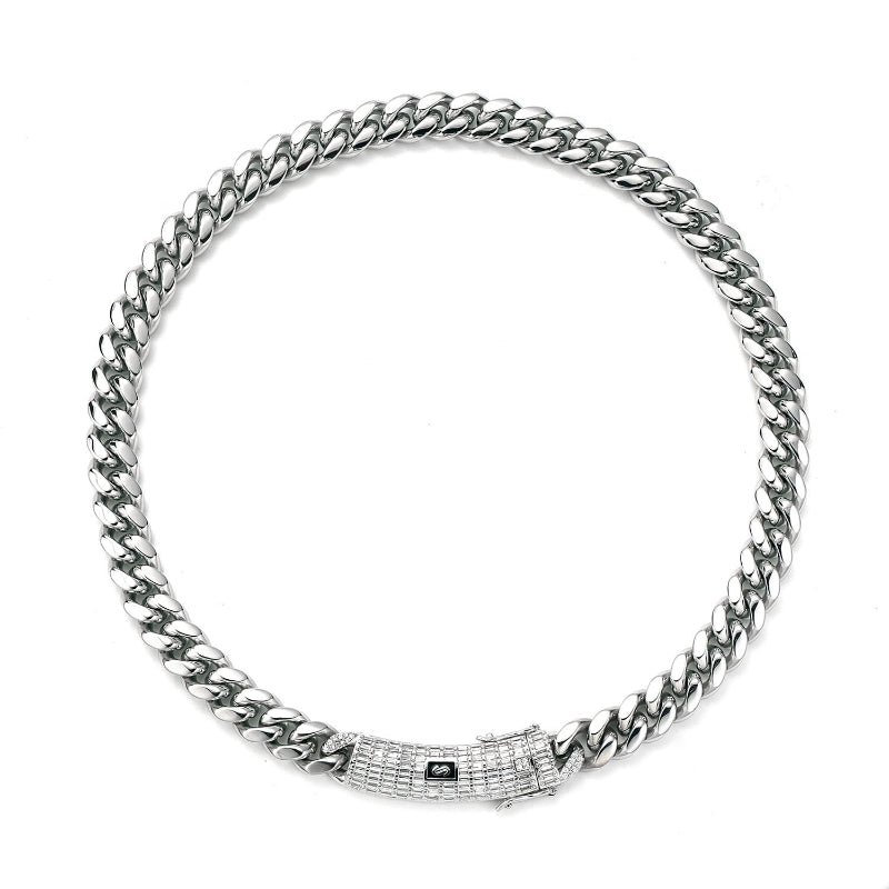 Cuban Encrypted Chain Micro-Inlaid Zirconia Buckle Necklace