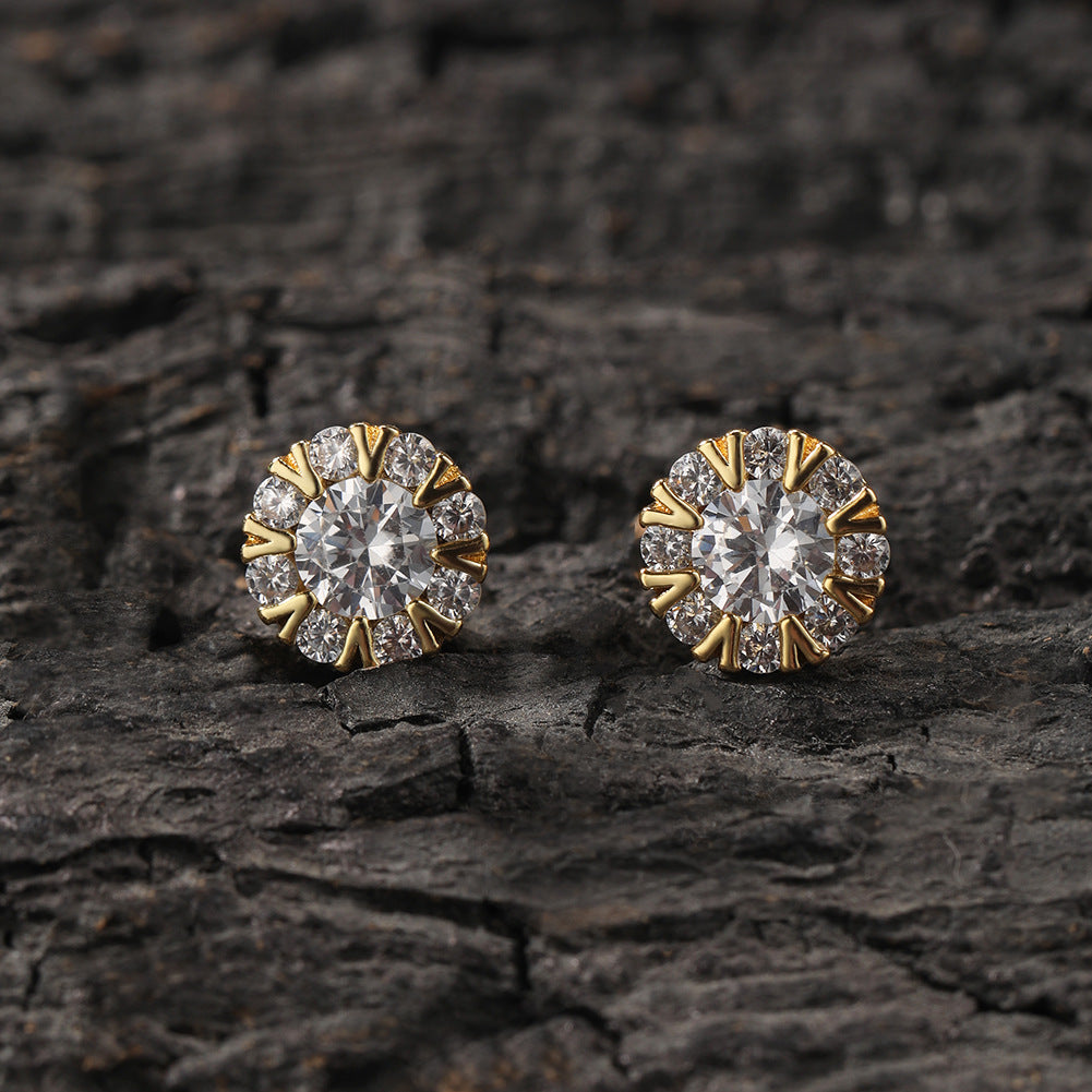 Square cross stud earrings