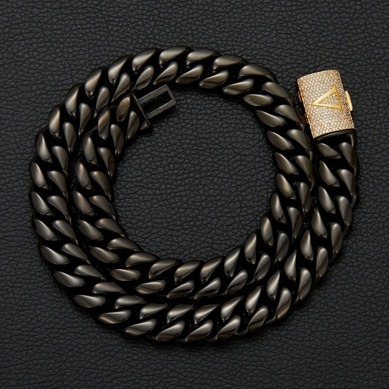 14mm 26 English letters black Cuban chain