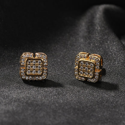 Square cross stud earrings