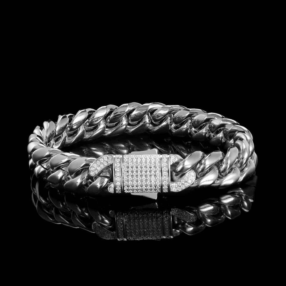 18K gold titanium steel spring buckle Cuban chain