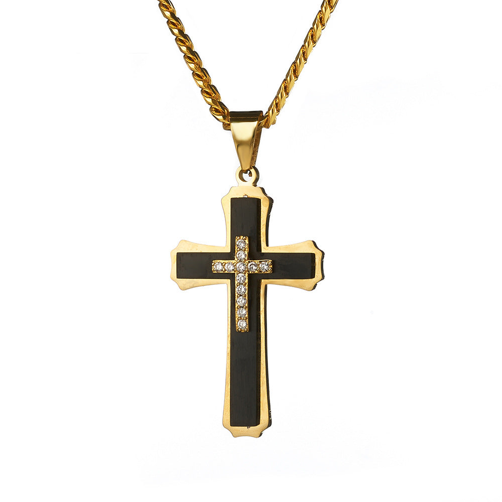 Layered Diamond Cross Pendant