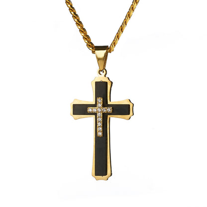 Layered Diamond Cross Pendant