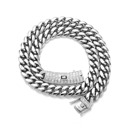 Cuban Encrypted Chain Micro-Inlaid Zirconia Buckle Necklace