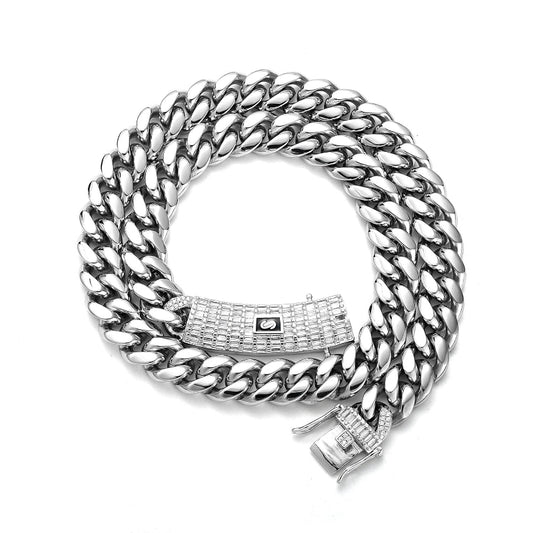Cuban Encrypted Chain Micro-Inlaid Zirconia Buckle Necklace