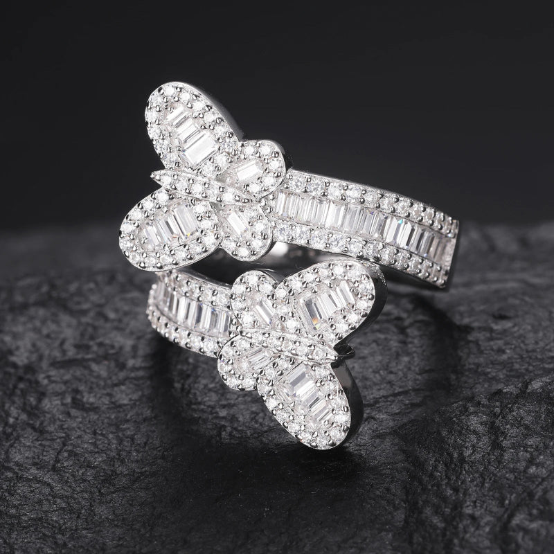VVS Rectangular Moissanite Butterfly Ring