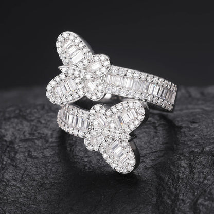 VVS Rectangular Moissanite Butterfly Ring